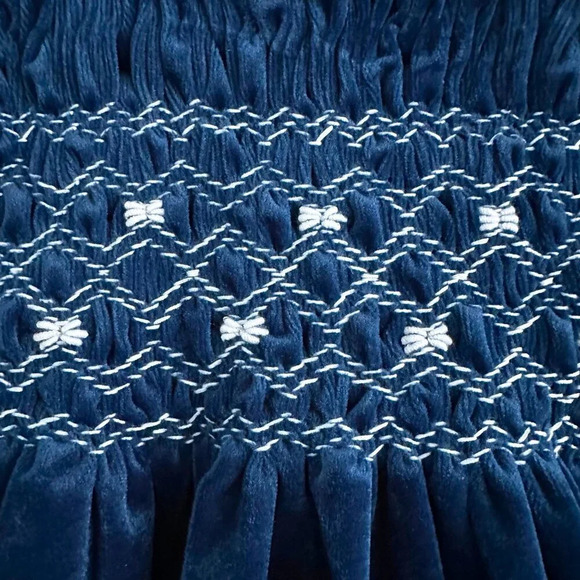 NWT Pretty Girls Smocked Dress Spanish Style Velvet Embroidery Long Sleeve - Picture 4 of 5